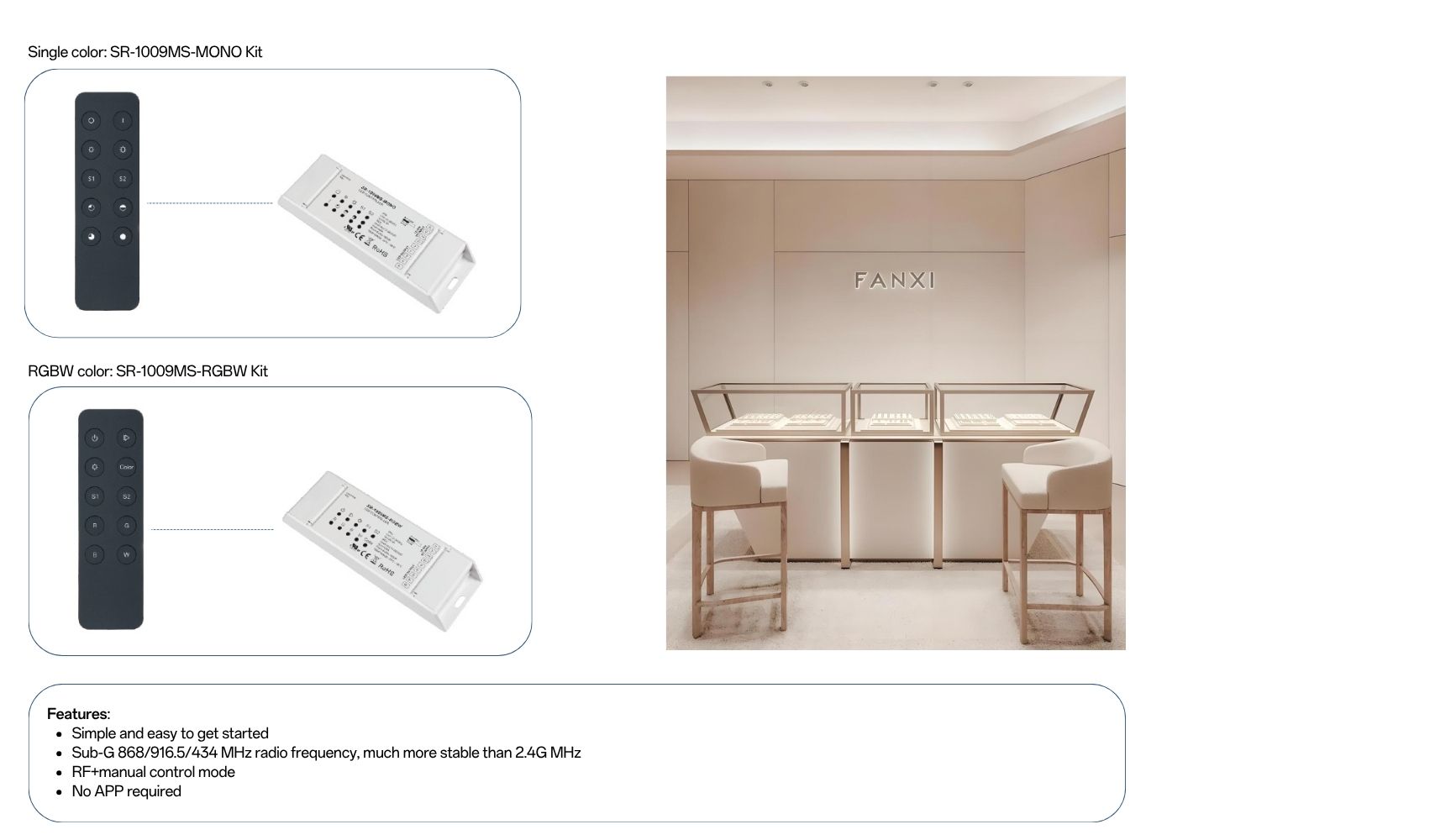 SR 1009MS MONO Kit SR 1009MS RGBW Kit
