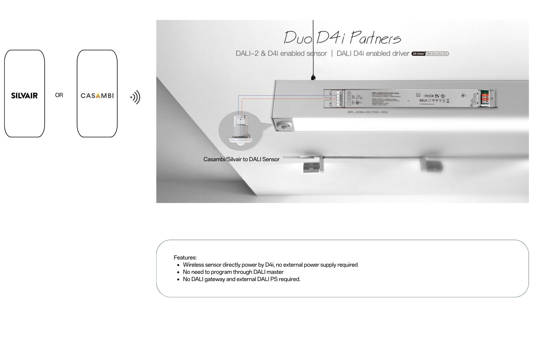 Solution DALI D4i driverCasambi Silvair sensor